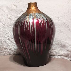 Elegant Multicolor Vase with Gold Accents